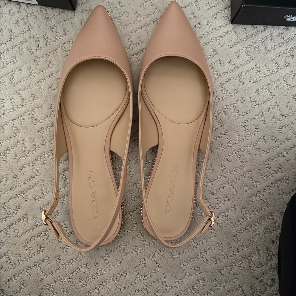 COACH Claire Leather Studded Slingback Flats